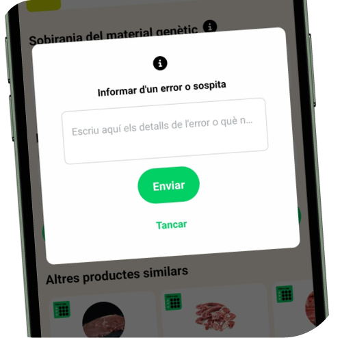 Formulari per comunicar errors o sospites