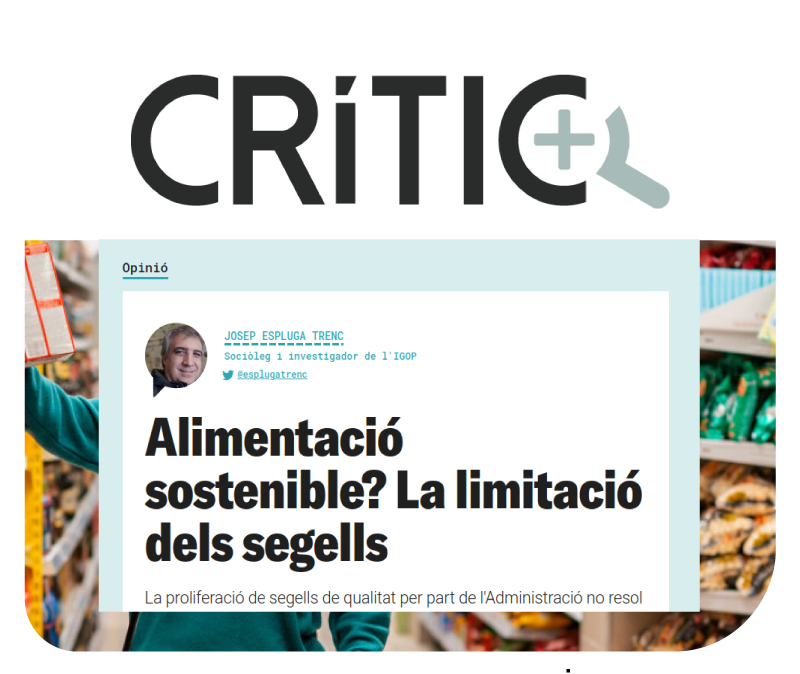 Article 'Alimentació sostenible? La limitació dels segells', publicat a Crític