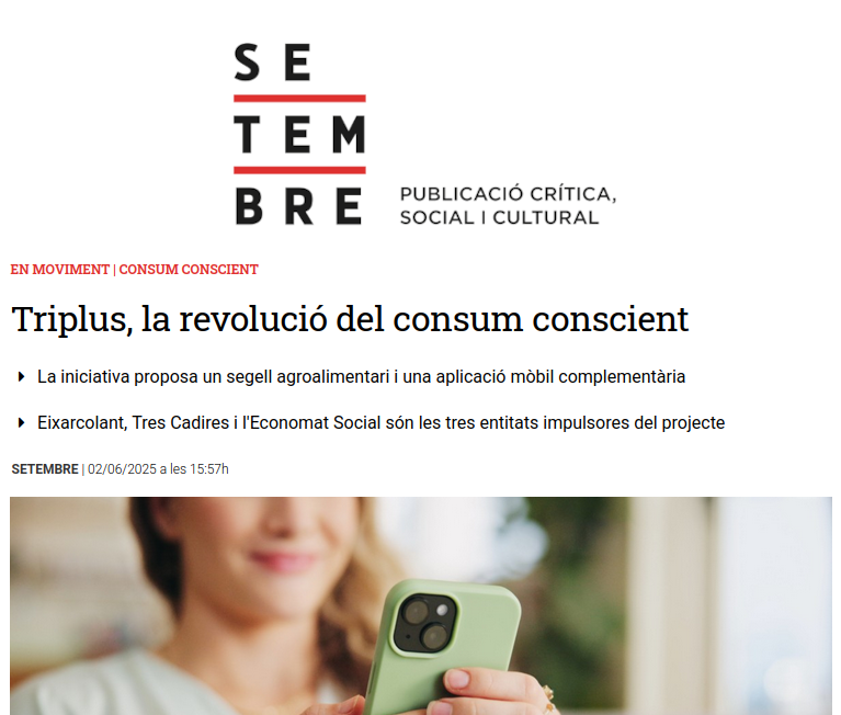 Captura de la publicació a Setembre